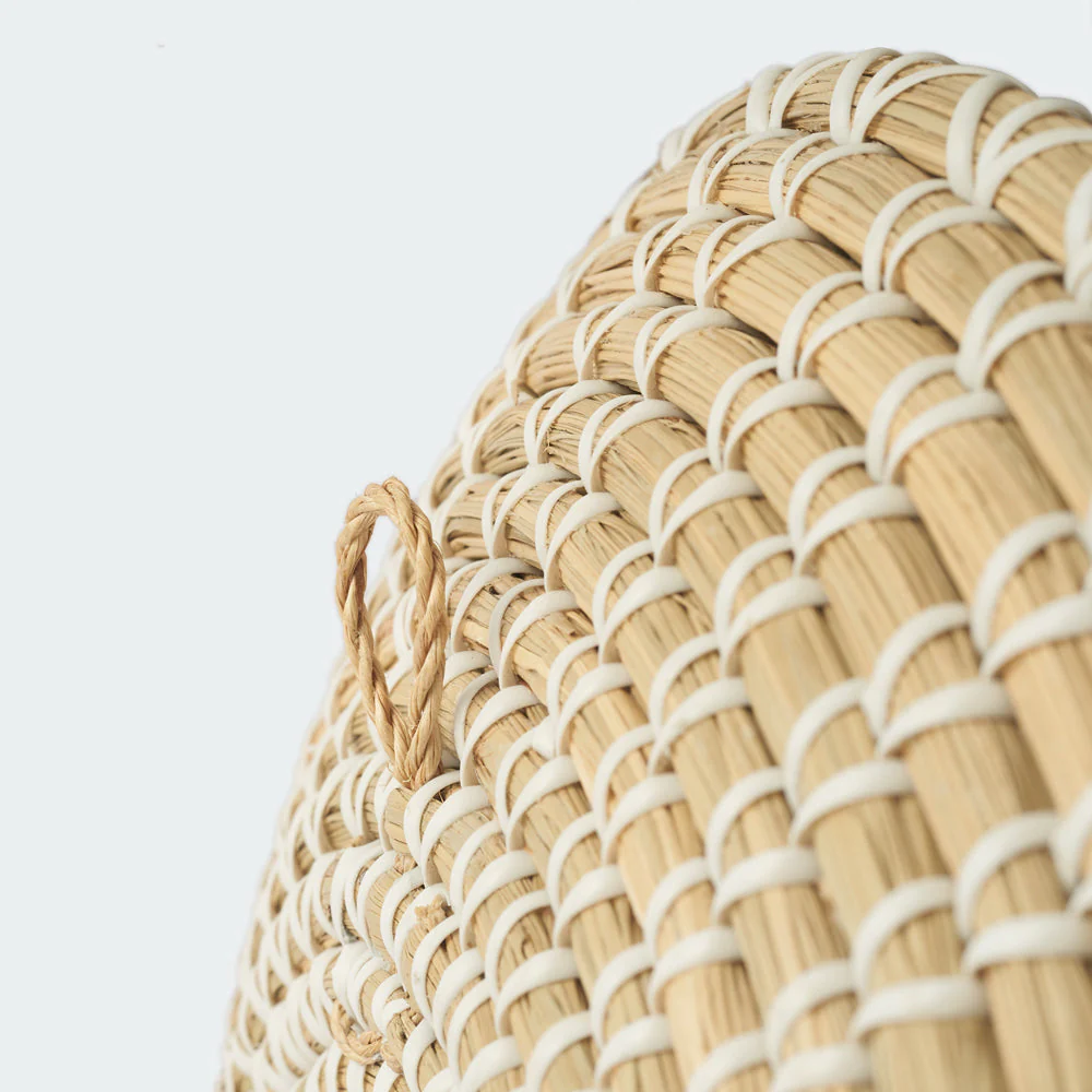 Floral Round Woven Seagrass Wall Baskets Decor Set of 3 - Image 11